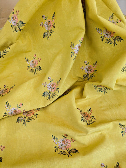 2.8yards Floral Botanical Tree Foliage Yellow Stripe French Court Classy