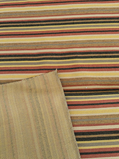 27 EV37 27" x 27" Old World Weavers Tortola Stripe Fired Earth Brown Red Outdoor Stripe