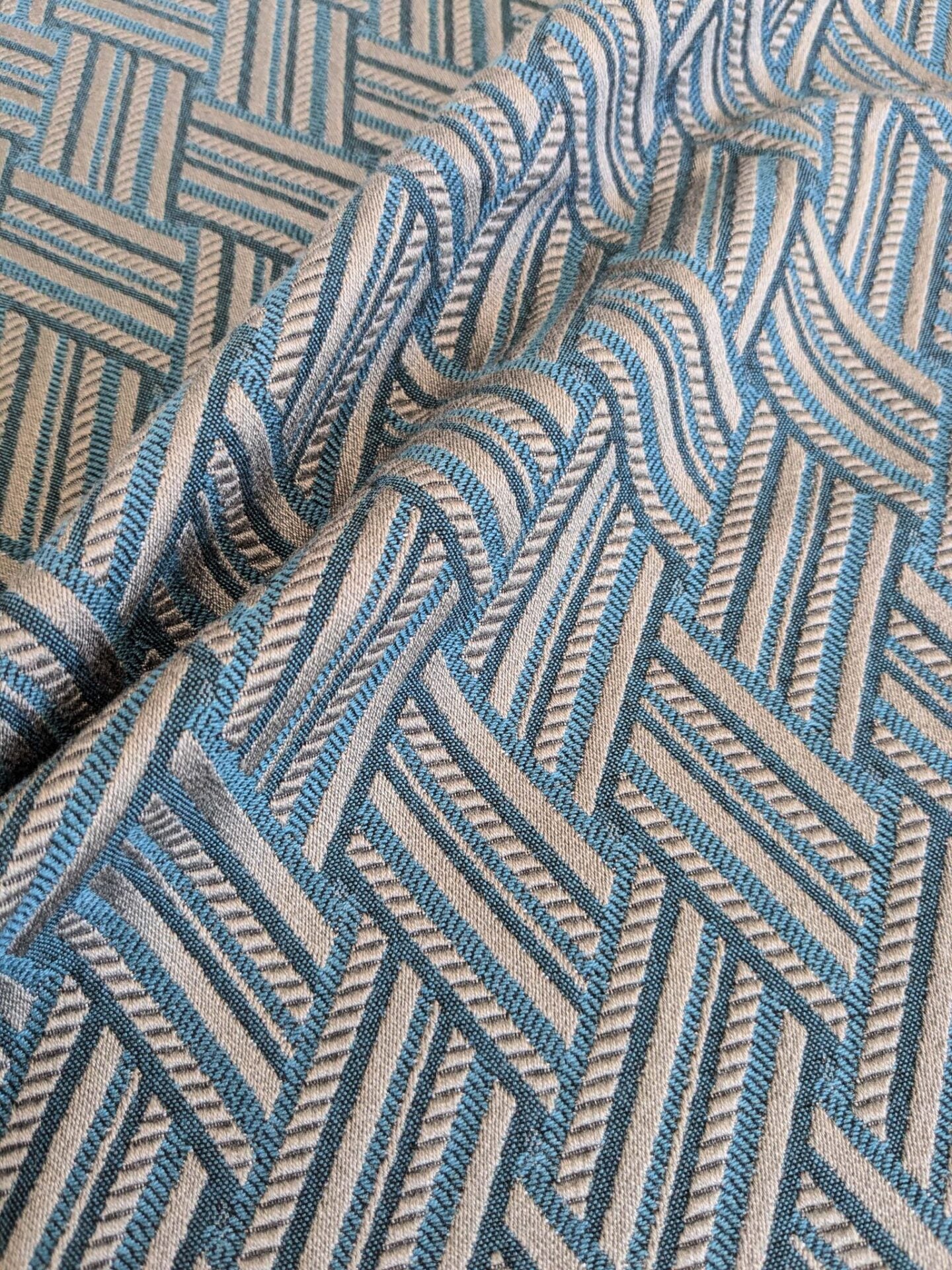 34 EV37 24" x 26" Lelievre Paris Vacoa Canard Blue Gray Diamond Ogee Viscose MSRP USD354/y