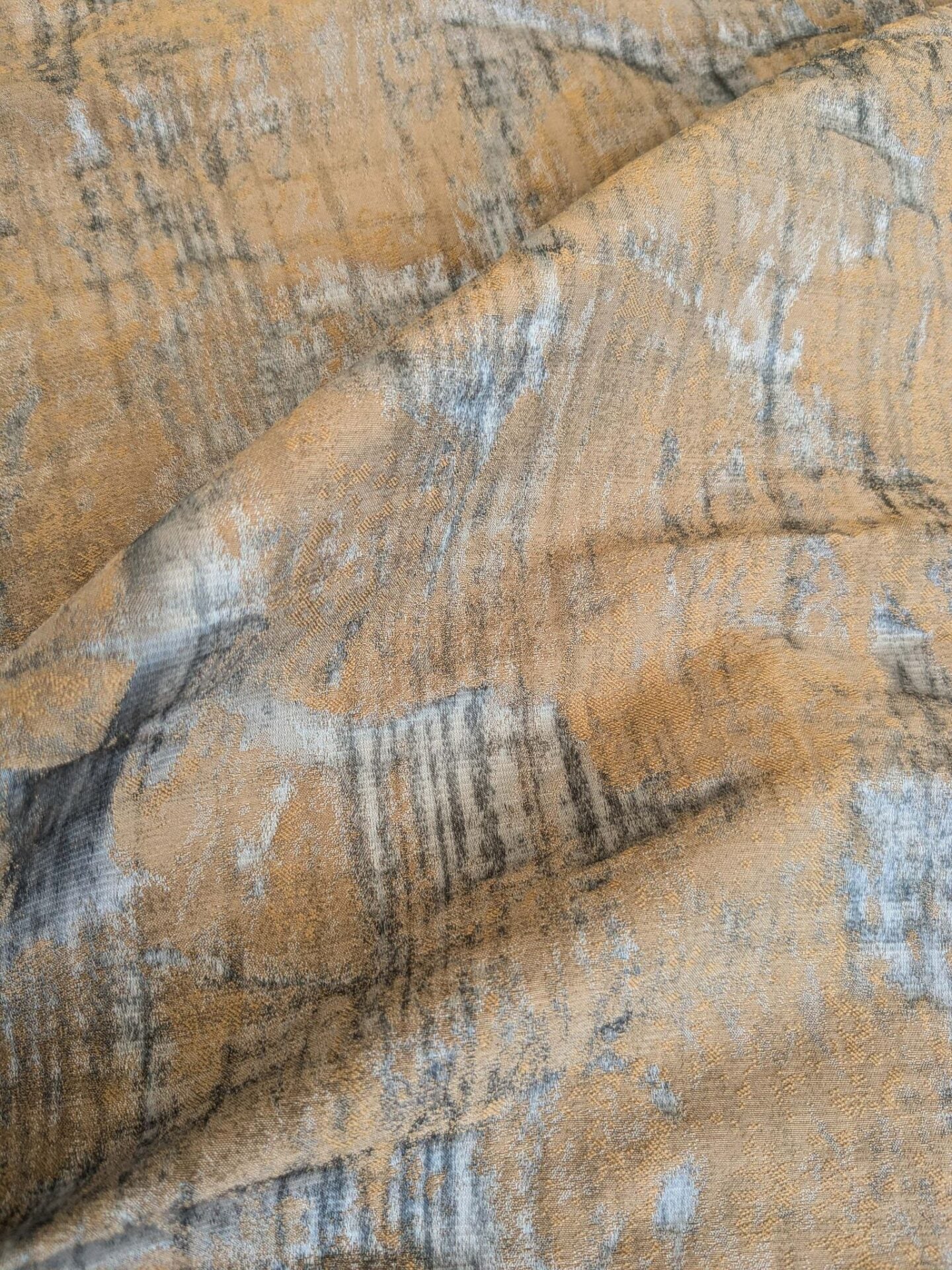 80 EV37 26" x 27" Old World Weavers Trilussa Cognac Brown Gray Abstract Large Jacquard