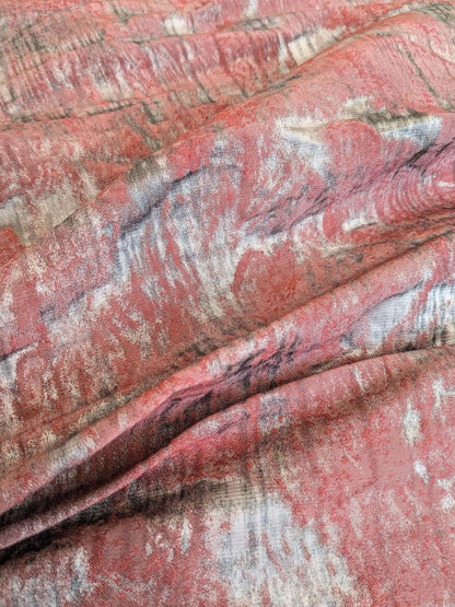 75 EV37 26" x 27" Old World Weavers Trilussa Berry Red Gray Abstract Large Jacquard