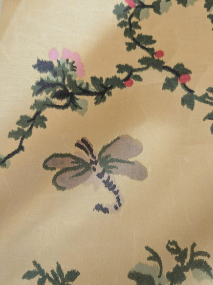 57"L x 61"W  Scalamandre Lelievre Multi on Yellow "FOUNTAINEBLEAU" Love Bird Dove Pink Rose French Fabric