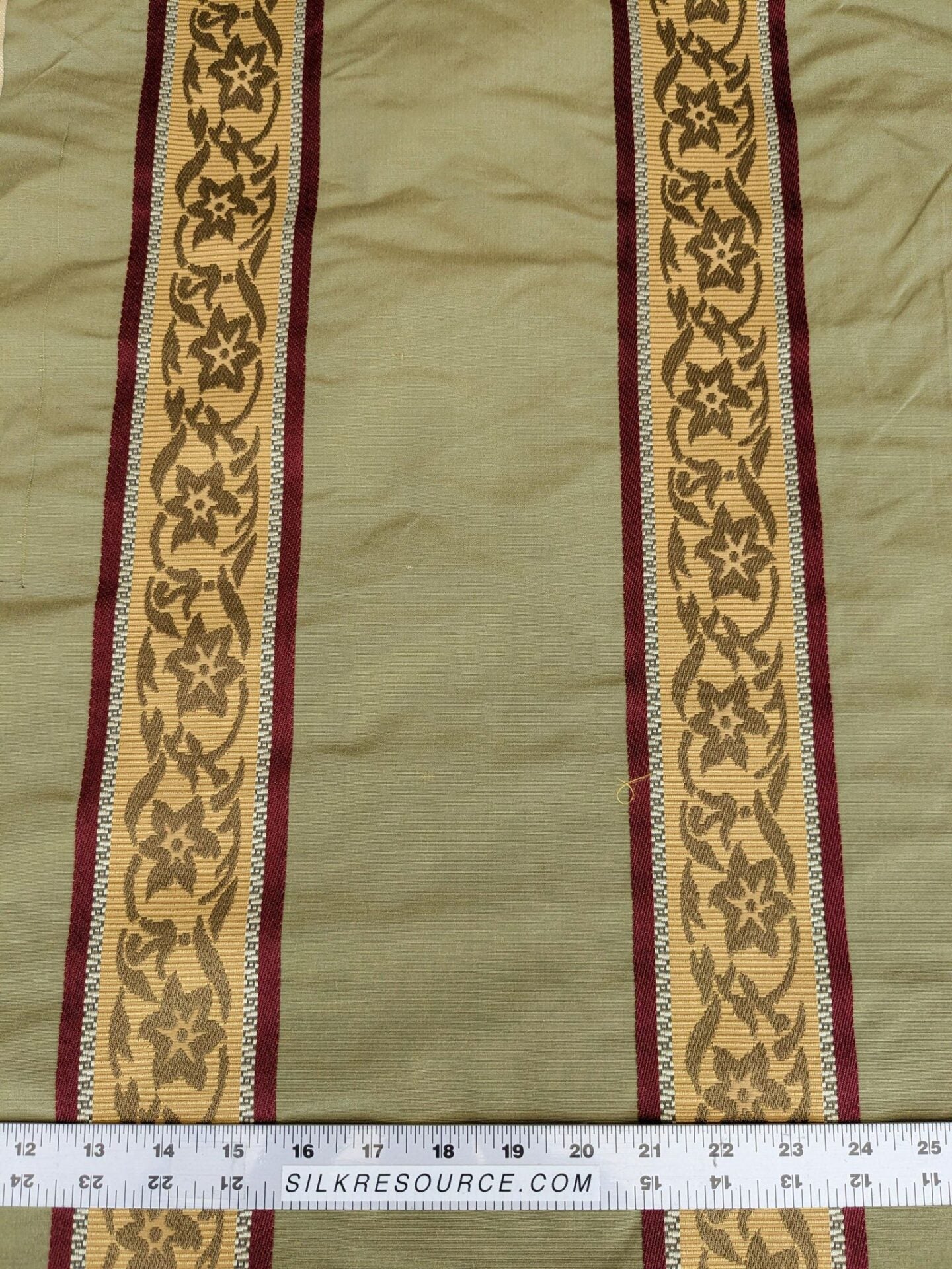 32"L x 51.5"W  Scalamandre Sabina Stripe Apple Green Jacquards Silk Blend