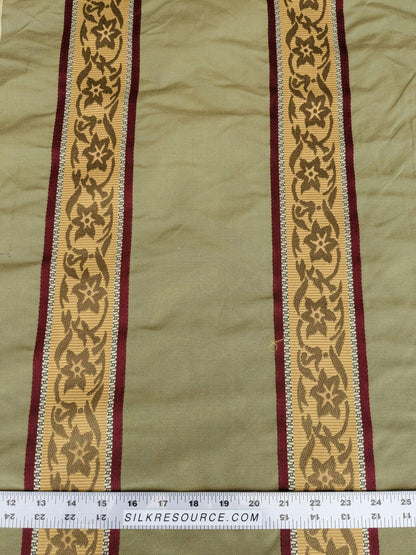 32"L x 51.5"W  Scalamandre Sabina Stripe Apple Green Jacquards Silk Blend