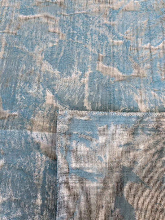 74 EV37 27" x 26" Old World Weavers Trilussa Turquoise Blue Gray Abstract Large Jacquard