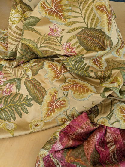 7 EV37 2.4 yards Scalamandre Fonthill Vizcaya Multi Cream Lampas Green Pink Brown Floral Botanical MSRP 358/y