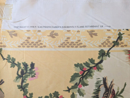 57"L x 61"W  Scalamandre Lelievre Multi on Yellow "FOUNTAINEBLEAU" Love Bird Dove Pink Rose French Fabric