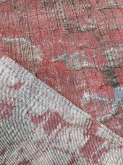 75 EV37 26" x 27" Old World Weavers Trilussa Berry Red Gray Abstract Large Jacquard