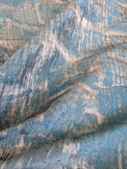 74 EV37 27" x 26" Old World Weavers Trilussa Turquoise Blue Gray Abstract Large Jacquard