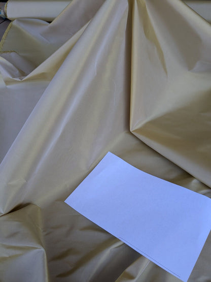 Scalamandre Taj Silk Chablis Plain Solid Gold Silk Taffeta Butter Yellow w Frost MSRP USD 200+/y