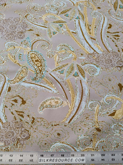 Scalamandre Lelievre Paris Albus Armande Paisley Abstract Art Deco Gray Blue Gold MSRP USD304/y