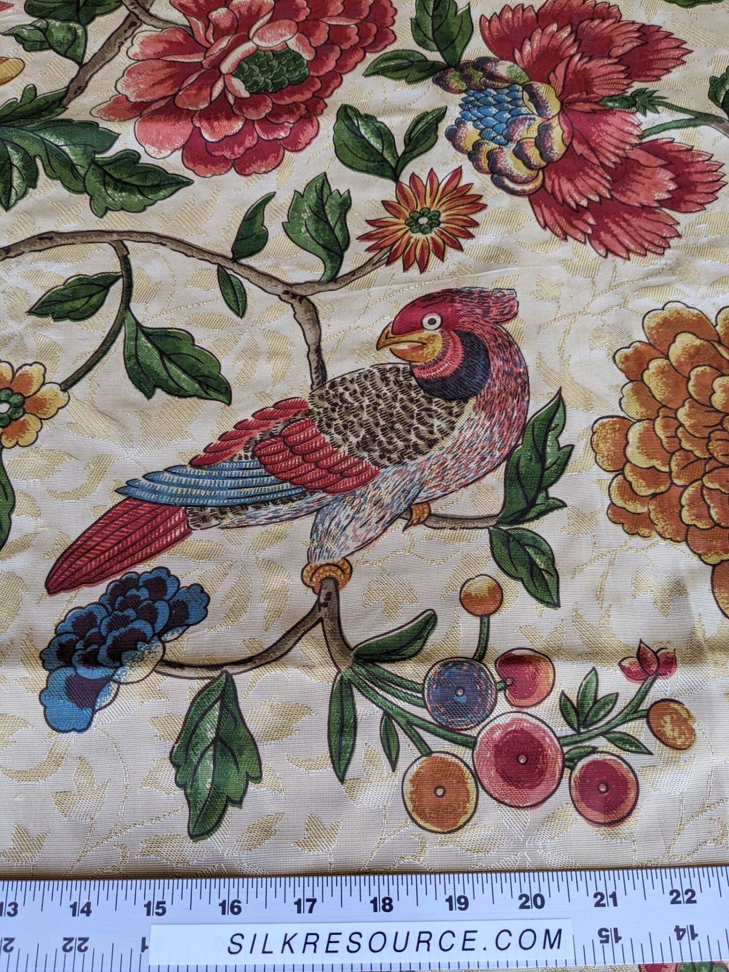 3 yards Scalamandre Troutbeck Multi on Gold Botanical Floral Birds Parrot Kanchou