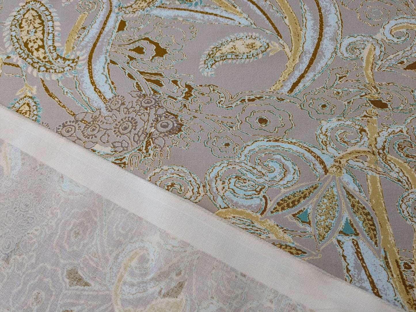 Scalamandre Lelievre Paris Albus Armande Paisley Abstract Art Deco Gray Blue Gold MSRP USD304/y