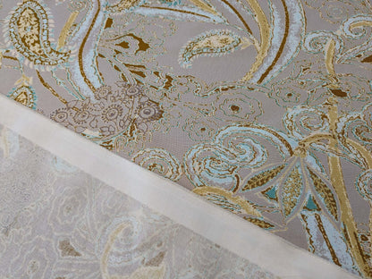 Scalamandre Lelievre Paris Albus Armande Paisley Abstract Art Deco Gray Blue Gold MSRP USD304/y