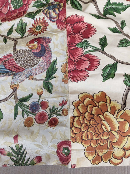 3 yards Scalamandre Troutbeck Multi on Gold Botanical Floral Birds Parrot Kanchou