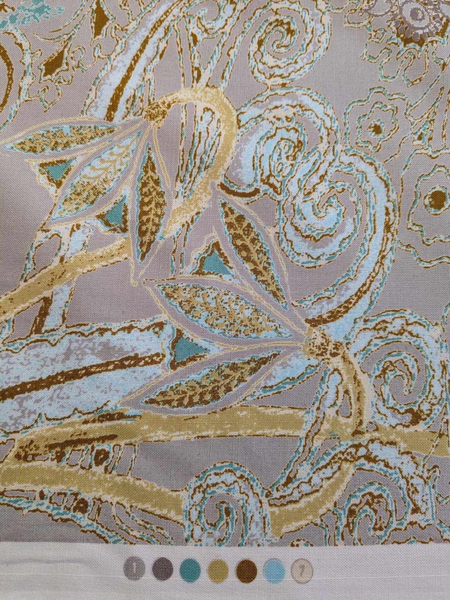 Scalamandre Lelievre Paris Albus Armande Paisley Abstract Art Deco Gray Blue Gold MSRP USD304/y