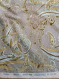 Scalamandre Lelievre Paris Albus Armande Paisley Abstract Art Deco Gray Blue Gold MSRP USD304/y