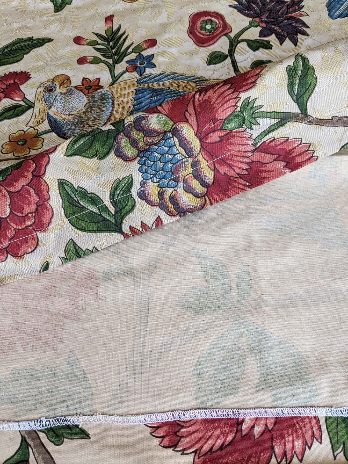 3 yards Scalamandre Troutbeck Multi on Gold Botanical Floral Birds Parrot Kanchou