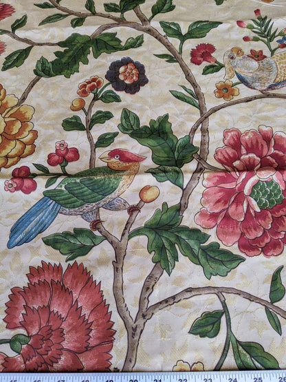 3 yards Scalamandre Troutbeck Multi on Gold Botanical Floral Birds Parrot Kanchou