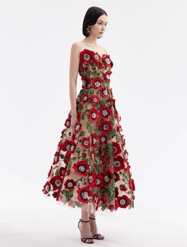 by yard Lee Jofa Dana Embroidery.brick Silk Red Flower Power Tree Of Life MSRP USD 498/y