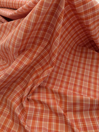 by yard Scalamandre Plaid Check Tangerine Orange White