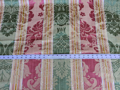 2.9y Scalamandre Lelievre lourmarin Mousse Tomette Medallion Damask Renaissance Stripe Green Red Historic MSRP USD950/y
