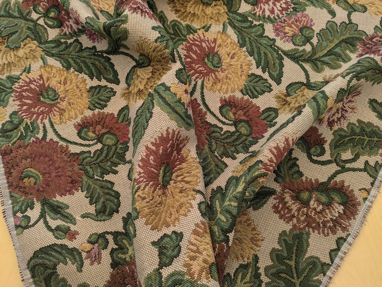 by yard Scalamandre Botanical Floral Jacobean Large Pattern Beige Green Red Tapestry