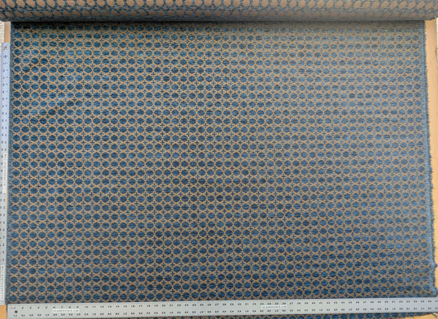 by yard Scalamandre Scalamandre Blue Brown Diamond Vintage Neoclassical Art Deco Velvet