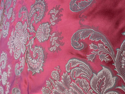 by yard Scalalamndre Red Floral Brocade with Silver Damask Pattern Renaissance Historic