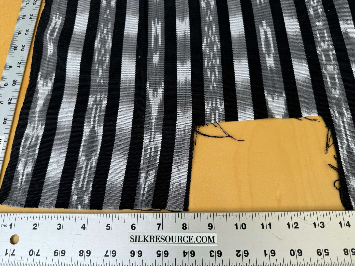 by yard Scalamandre Jakarta Ikat Stripe Charcoal Black Gray White Asian Ikat Warp Print MSRP USD 138/Y