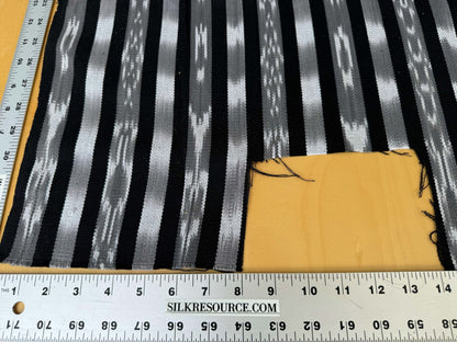 by yard Scalamandre Jakarta Ikat Stripe Charcoal Black Gray White Asian Ikat Warp Print MSRP USD 138/Y