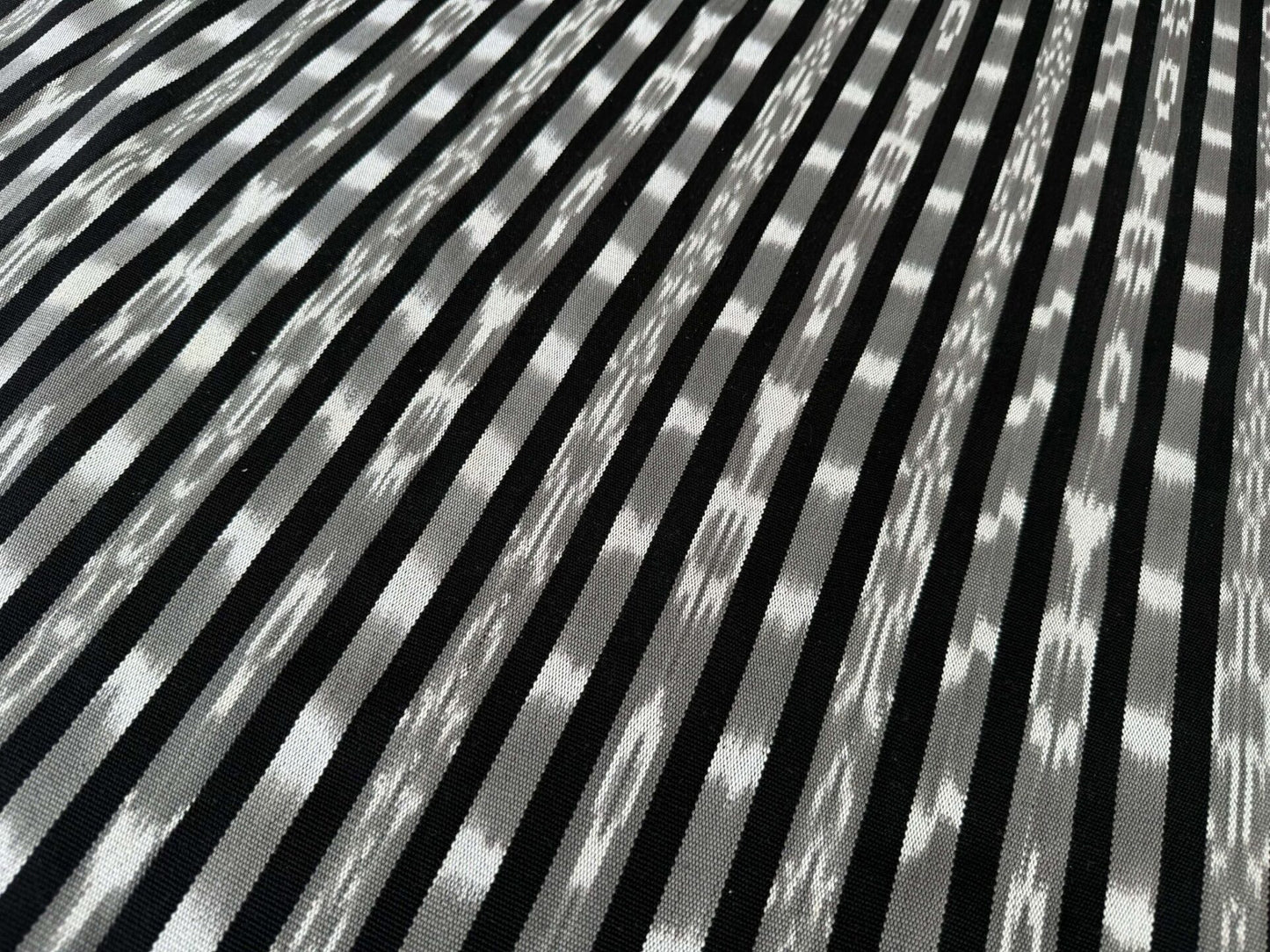 by yard Scalamandre Jakarta Ikat Stripe Charcoal Black Gray White Asian Ikat Warp Print MSRP USD 138/Y