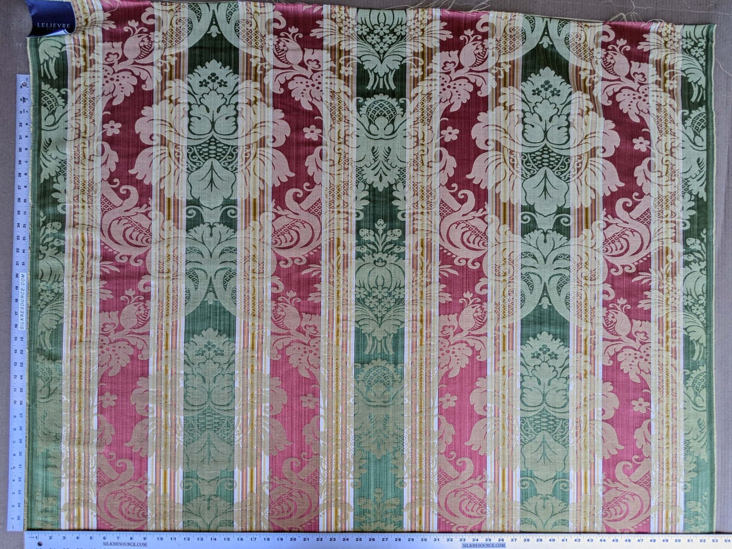 2.9y Scalamandre Lelievre lourmarin Mousse Tomette Medallion Damask Renaissance Stripe Green Red Historic MSRP USD950/y