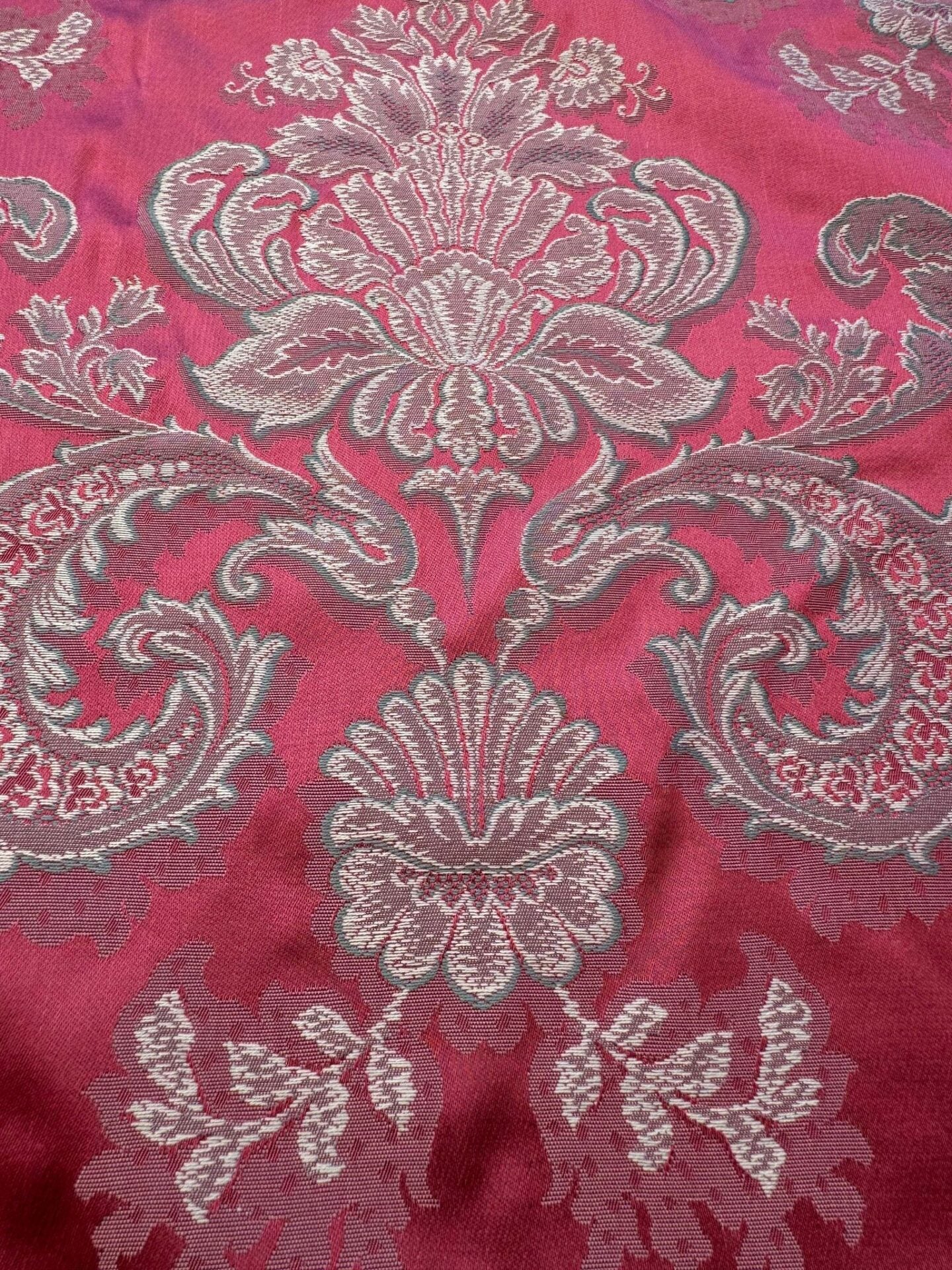 by yard Scalalamndre Red Floral Brocade with Silver Damask Pattern Renaissance Historic