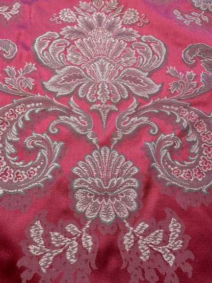 by yard Scalalamndre Red Floral Brocade with Silver Damask Pattern Renaissance Historic