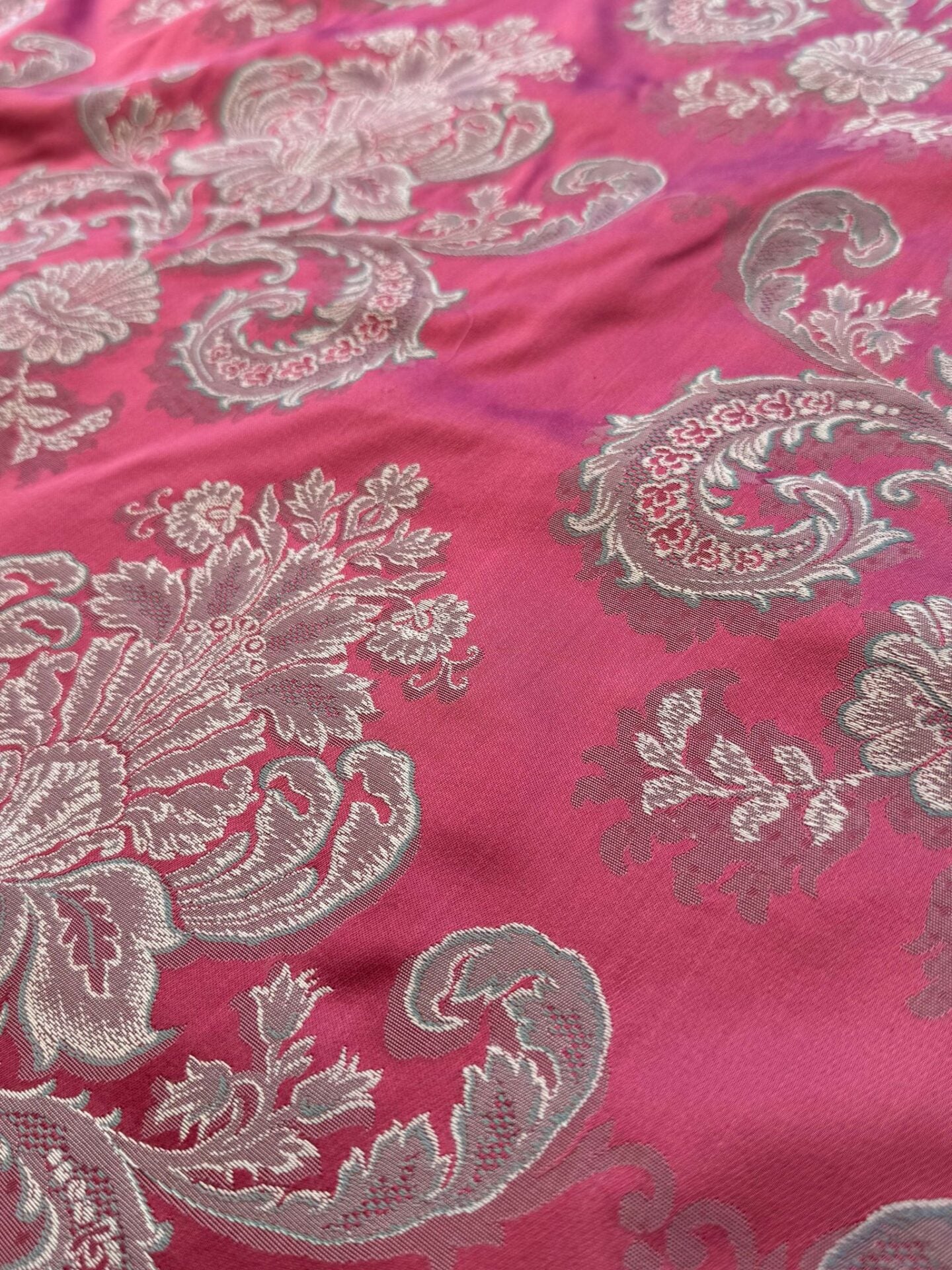 by yard Scalalamndre Red Floral Brocade with Silver Damask Pattern Renaissance Historic