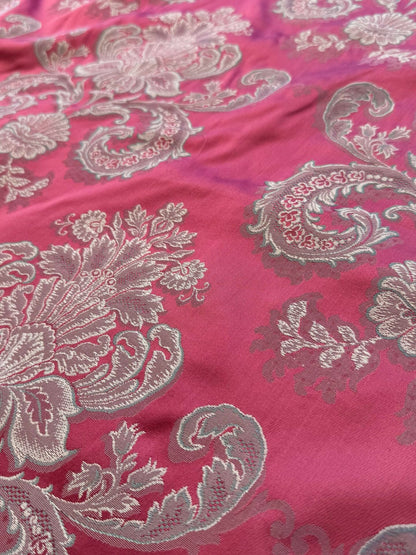 by yard Scalalamndre Red Floral Brocade with Silver Damask Pattern Renaissance Historic