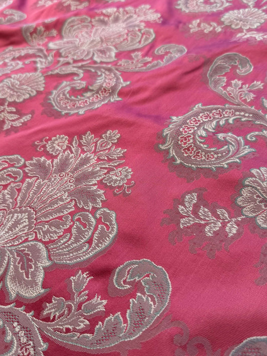 by yard Scalalamndre Red Floral Brocade with Silver Damask Pattern Renaissance Historic