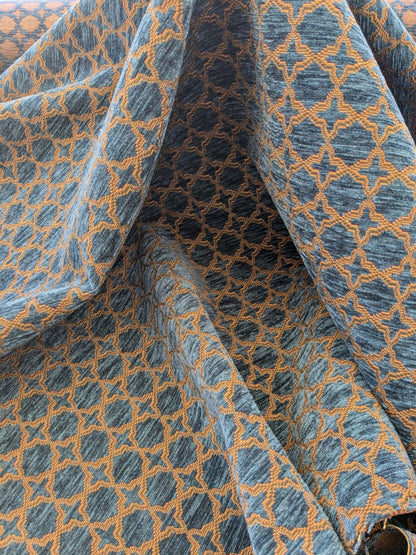 by yard Scalamandre Scalamandre Blue Brown Diamond Vintage Neoclassical Art Deco Velvet