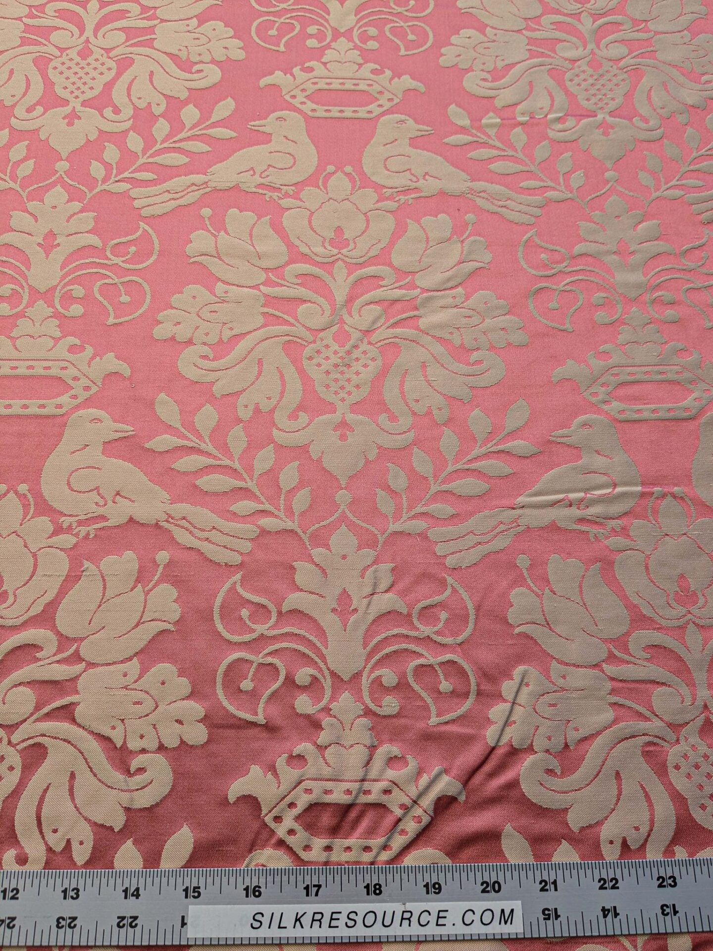 by yard Scalamandre 100% silk Love Bird Rose Pink Melon Red MSRP USD 664/Y