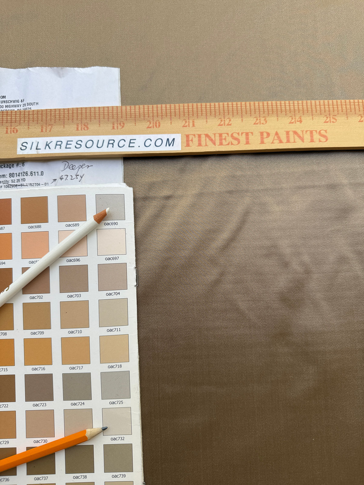 By Yd Brunschwig & Fils Georges Satin Silk Taupe MSRP USD 470/Y Lighter