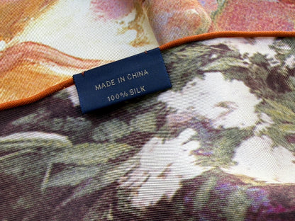 Art Scarf French Country Rose Patio Southern Mediterranean Mansion Seaside High End Silk Twill 41 Inches