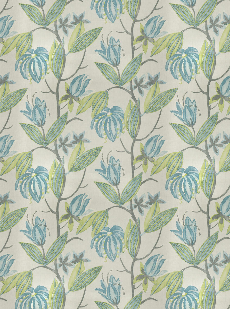 Vervain La Maitrise Seaglass Blue Green Large Foliage Linen Heavy Duty