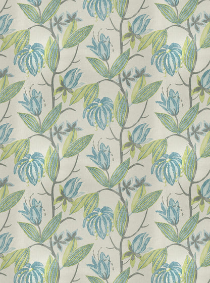 Vervain La Maitrise Seaglass Blue Green Large Foliage Linen Heavy Duty