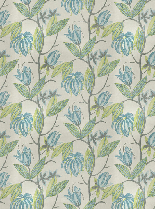 Vervain La Maitrise Seaglass Blue Green Large Foliage Linen Heavy Duty
