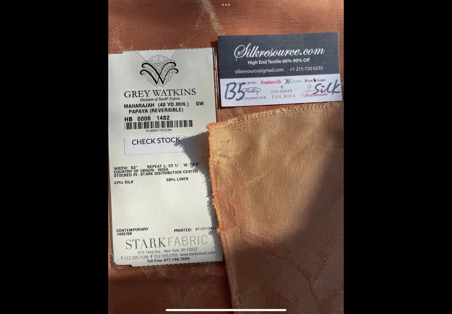 12 Berkbox5 Scalamandre Silk Square Maharajah Papaya Orange