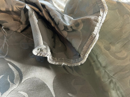 By Yard High End 100% Silk Damask Raw Texture Floral "bijou Blue" Green Blue