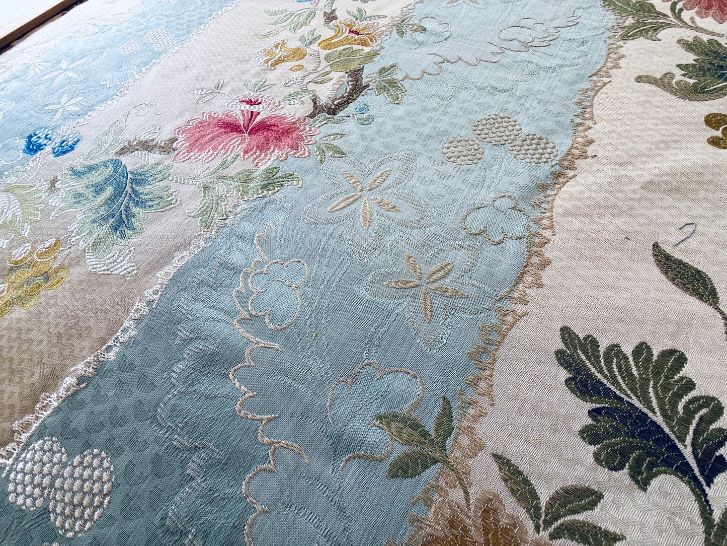 Scalamandre Colony  Villa Lante Stripe Multi on Sky Blue Renaissance Classic MSRP USD 618/y