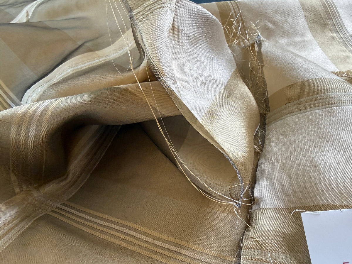 Scalamandre Iridescent Plaid in Champagne Cream Pale Gold Silk Organza Pocket Weave- By The Yard