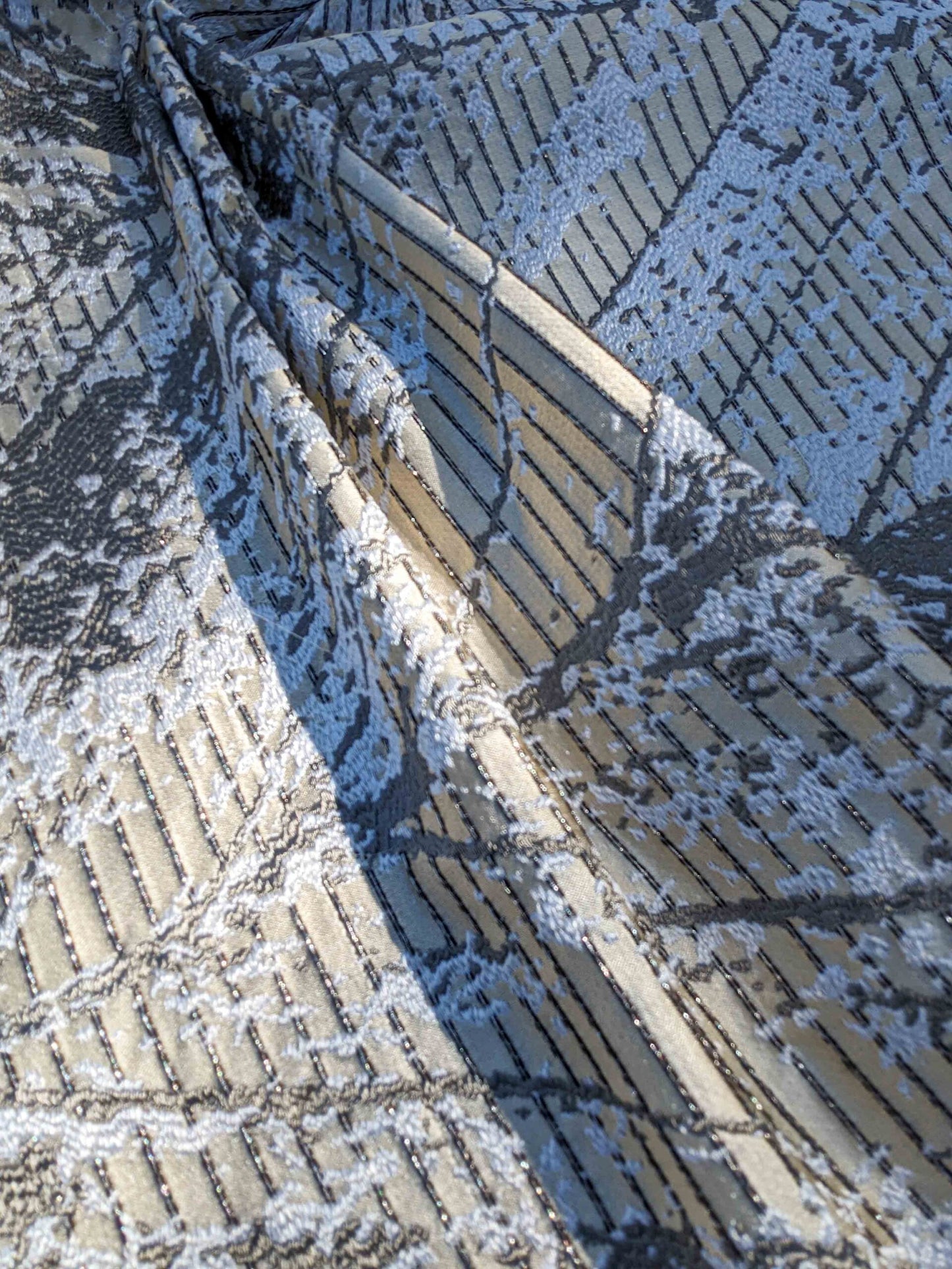 27 EV35 Length 1.25y Old World Weavers Chiron Cosmic Off White Cream Jacquard Velvet Chevron Herringbone MSRP USD 500+/y